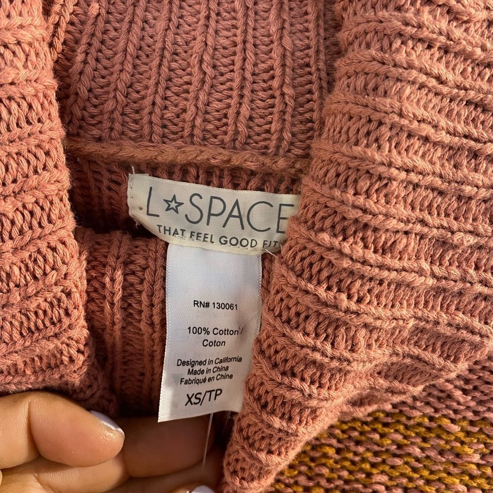 L*Space Jetsetter Serape Stripe‎ Chunky Knit Turtleneck Sweater Dress Sz S - Picture 2 of 7